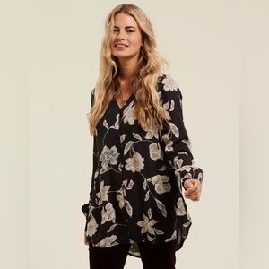 NWT Fatface Black Charlotte Silhouette Longline Top